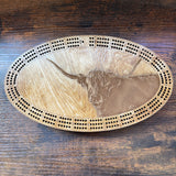 Sage DuBois Highland Cow Cribbage Board