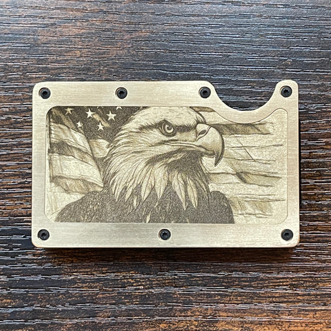 Brass Bald Eagle and American Flag Wallet