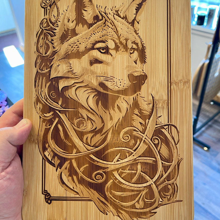 (Digital File Only) Celtic wolf on bamboo