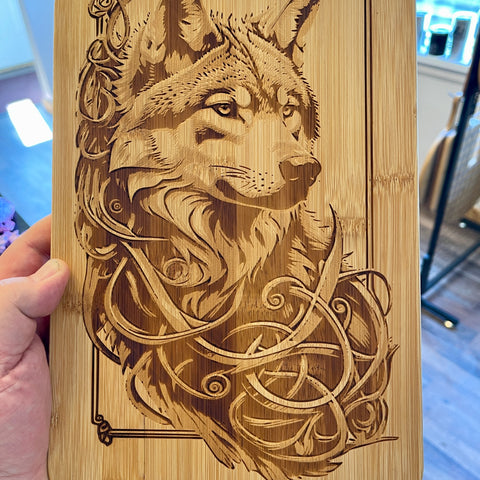 (Digital File Only) Celtic wolf on bamboo