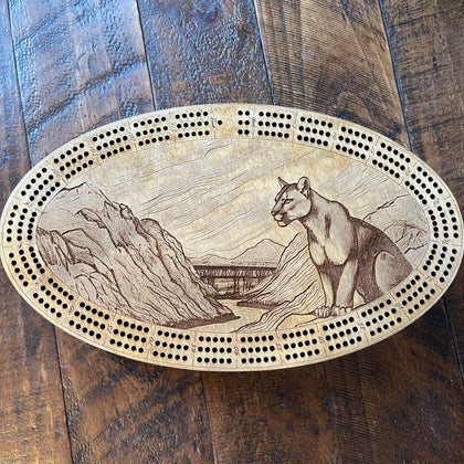 Mountain Lion Cribbage Board