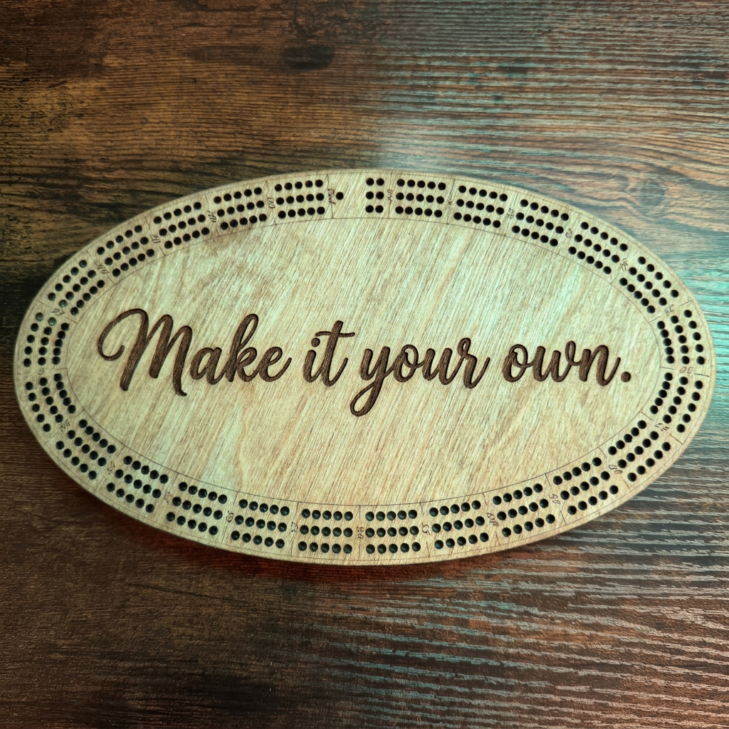 Custom wooden cribbage board personalized from a photo or design