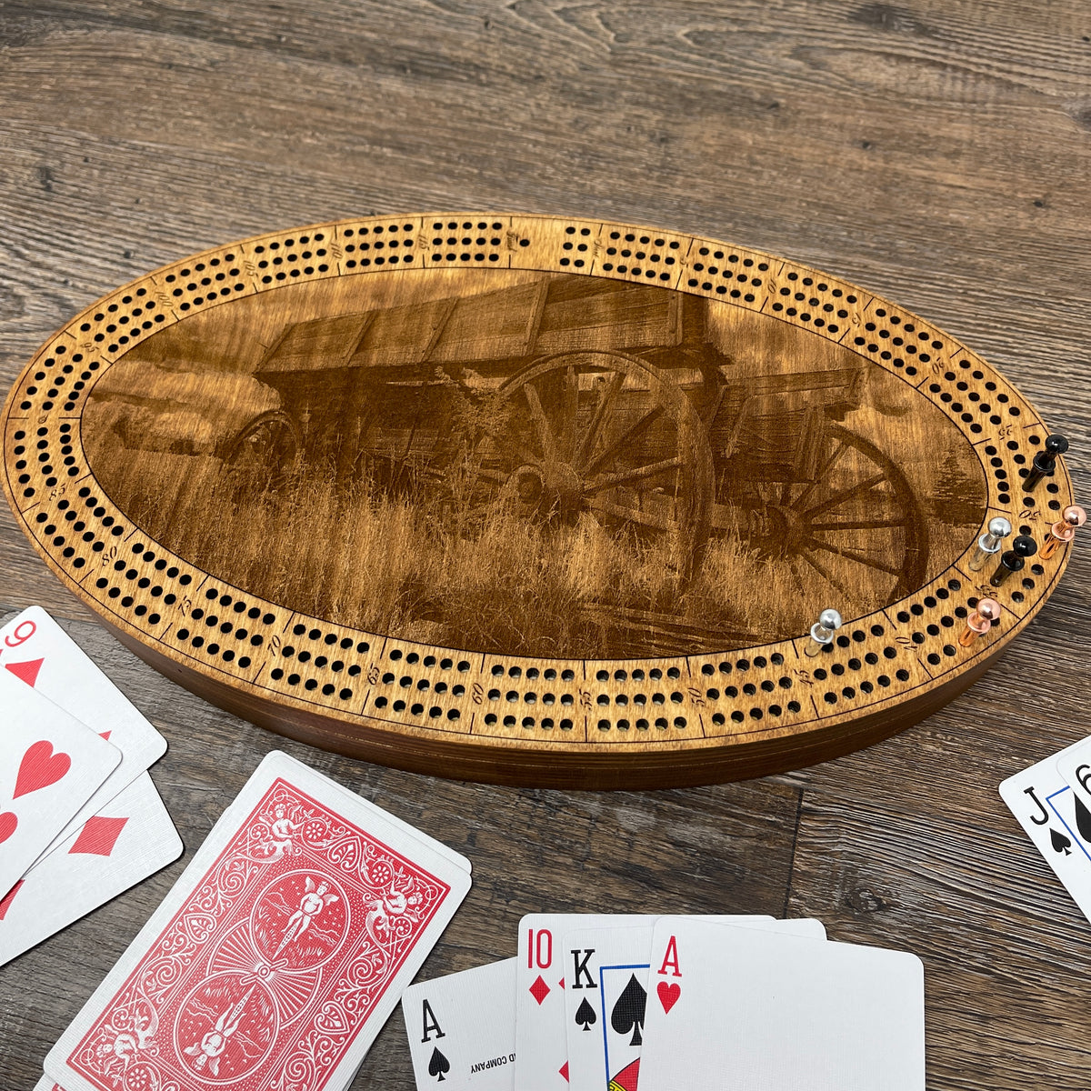 Rustic Wagon handcrafted wooden cribbage board