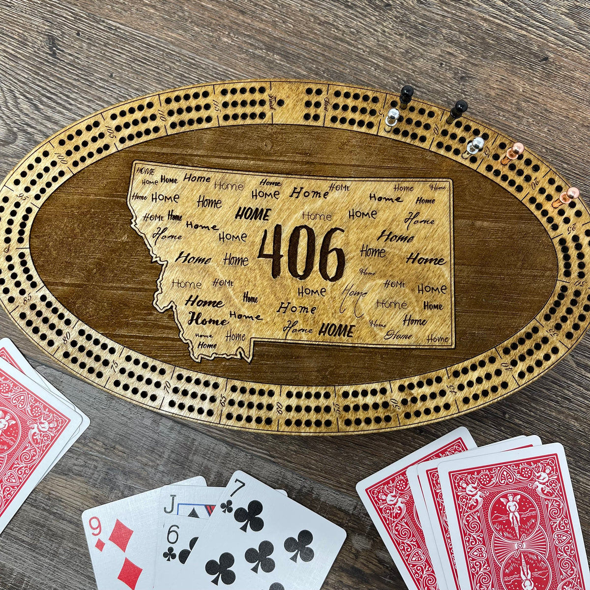 Montana 406 Home handcrafted wooden cribbage board