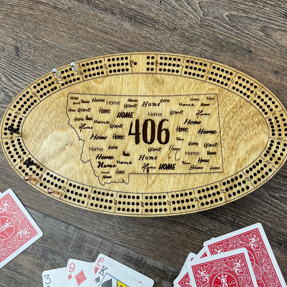 Montana 406 Home V2 handcrafted wooden cribbage board