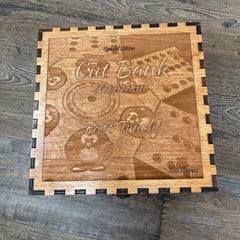 Cut Bank, Montana Fast Track/Frustration Marbles game with custom wooden box.