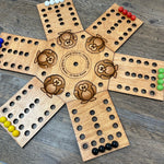 Cut Bank, Montana Fast Track/Frustration Marbles game with custom wooden box.