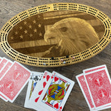 Bald Eagle with American Flag Cribbage Board