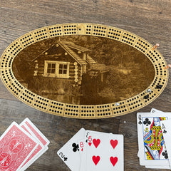 Johnny Sack's Cabin Pump House handcrafted wooden cribbage board