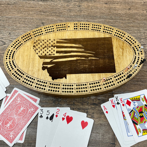 Montana Flag Cribbage Board