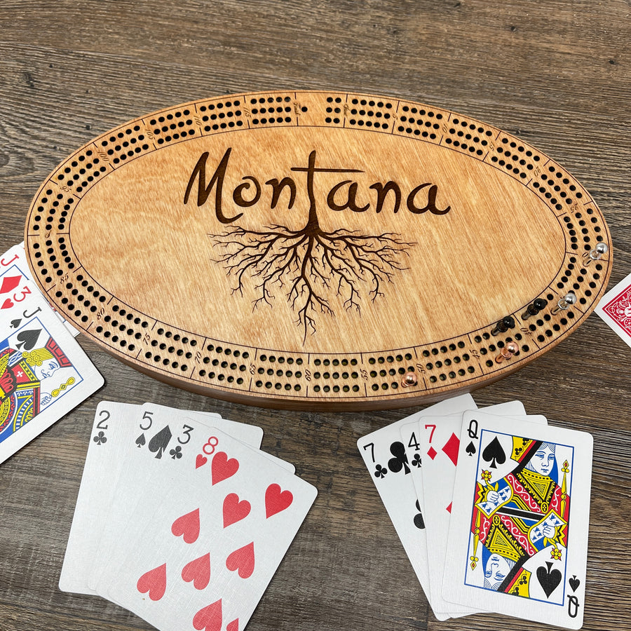 Montana Roots handcrafted wooden cribbage board