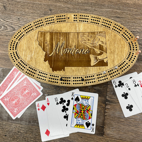 Montana Walleye Cribbage Board